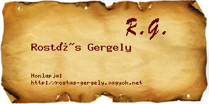 Rostás Gergely névjegykártya